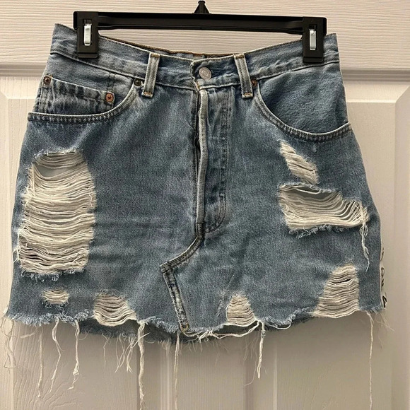 Furst of a Kind Lee Ripped Distressed Jean mini Skirt - Picture 1 of 5